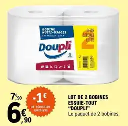 E.Leclerc LOT DE 2 BOBINES ESSUIE-TOUT DOUPLI offre