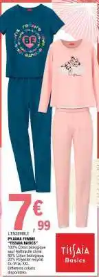 E.Leclerc L'ENSEMBLE PYJAMA FEMME 'TISSAIA BASICS' offre