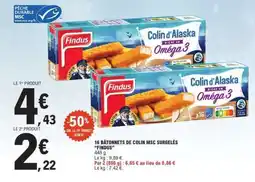 E.Leclerc 16 BÂTONNETS DE COLIN MSC SURGELÉS 'FINDUS' offre