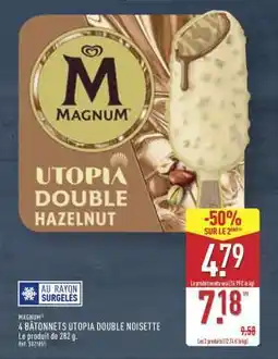 ALDI MAGNUM 4 BÂTONNETS UTOPIA DOUBLE NOISETTE offre