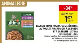 Supeco Ultima Sachets repas pour chats stérilisés au poulet, au saumon, à la dinde et à la truite offre