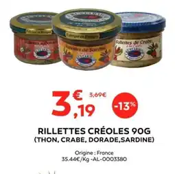 Cabesto Rillettes créoles 90g (thon, crabe, dorade, sardine) offre