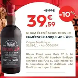 Cabesto Rhum élevé sous bois jm fumée volcanique 49% offre