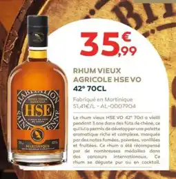 Cabesto HSE Rhum vieux agricole hse vo 42° offre