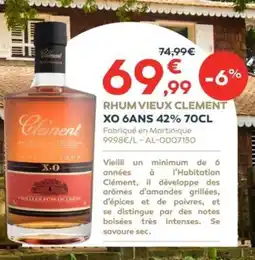 Cabesto CLEMENT Rhum vieux xo 6ans 42% offre