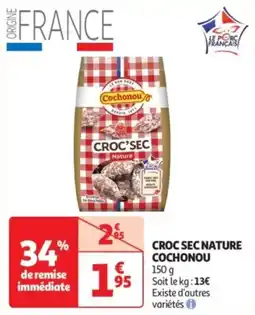 Auchan Supermarché Croc sec nature cochonou offre