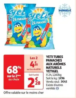Auchan Supermarché Yeti tubes panaches aux arômes naturels yetigel offre