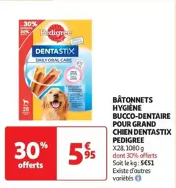 Auchan Supermarché Bâtonnets hygiène bucco-dentaire pour grand chien dentastix pedigree offre