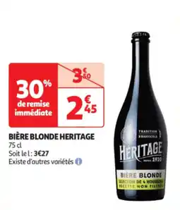 Auchan Supermarché Bière blonde heritage offre