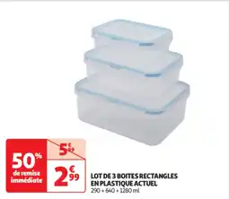 Auchan Supermarché Lot de 3 boites rectangles en plastique actuel offre