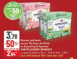 G20 Boisson pétillante % saveur thé blanc & pêche ou darjeeling & agrumes sanpellegrino momenti offre