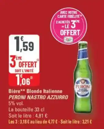 G20 Bière blonde italienne peroni nastro azzurro offre
