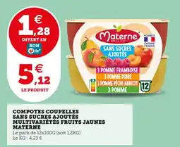 Utile MATERNE Compotes coupelles sans sucres ajoutés multivariétés fruits jaunes offre