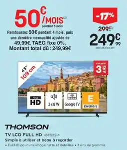 Pulsat THOMSON Tv lcd full hd 43fg2s14 offre