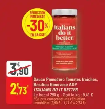 G20 Sauce pomodoro tomates fraîches basilico genovese aop italians do it better offre