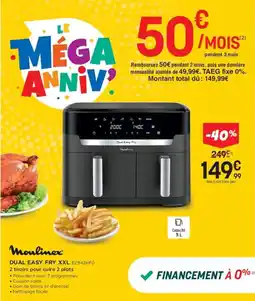 Pulsat MOULINEX Dual easy fry xxl ez942hfo offre