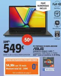 E.Leclerc Espace Culturel ASUS Pc portable r1400fa-nk550w offre