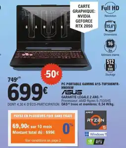E.Leclerc Espace Culturel ASUS Pc portable gaming a15-tuf506nfr- hn006w offre