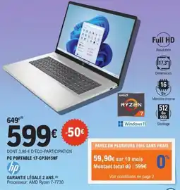 E.Leclerc Espace Culturel HP Pc portable 17-cp3015nf offre