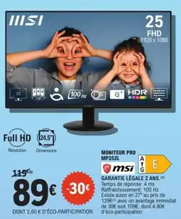 E.Leclerc Espace Culturel IIISI Moniteur pro mp252l offre