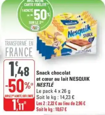 G20 Snack chocolat et cœur au lait nesquik nestle offre