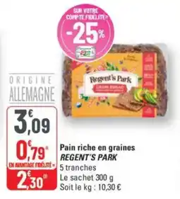 G20 Pain riche en graines regent's park offre