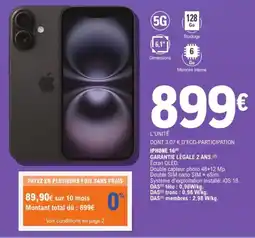 E.Leclerc Espace Culturel IPHONE 16 offre