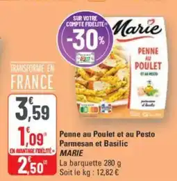G20 Penne au poulet et au pesto parmesan et basilic marie offre
