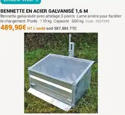 Agrial Bennette en acier galvanisé 1,6 m offre