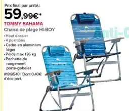 Costco TOMMY BAHAMA Chaise de plage HI-BOY offre