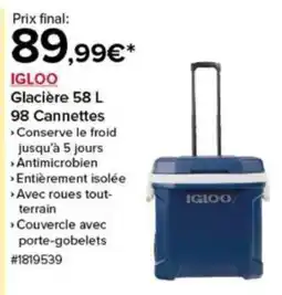 Costco IGLOO Glacière 58 L 98 Cannettes offre