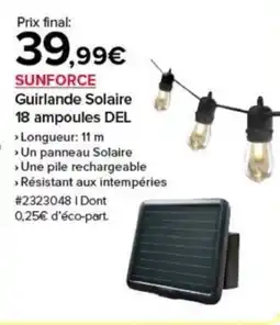 Costco SUNFORCE Guirlande Solaire 18 ampoules DEL offre