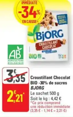 G20 Croustillant chocolat bio-30% de sucres bjorg offre