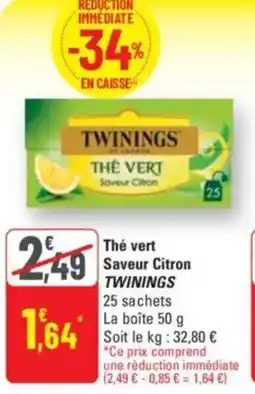 G20 Thé vert saveur citron twinings offre