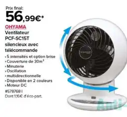 Costco OHYAMA Ventilateur PCF-SC15T offre