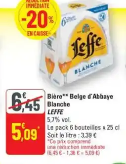 G20 Bière belge d'abbaye blanche leffe offre