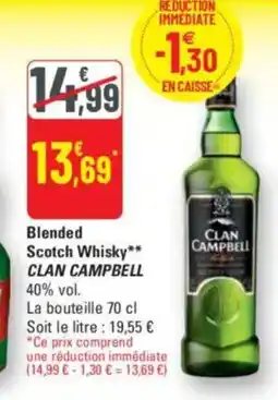 G20 Blended scotch whisky clan campbell offre