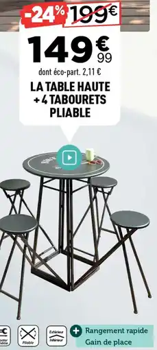Centrakor La table haute +4 tabourets pliable offre