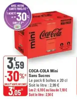 G20 Coca-cola mini sans sucres offre