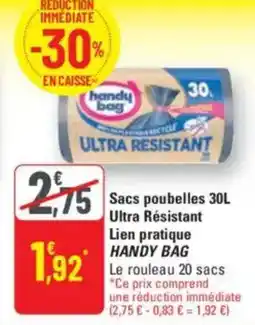 G20 Sacs poubelles 30l ultra résistant lien pratique handy bag offre