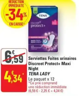 G20 Serviettes fuites urinaires discreet protect+ maxi night tena lady offre