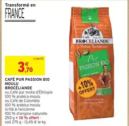 Intermarché BROCELIANDE Café pur passion bio moulu offre