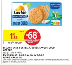 Intermarché GERBLÉ Biscuit sans sucres ajoutés saveur coco offre