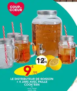 Stokomani COOK’EEN Le distributeur de boisson + 4 jars avec paille offre