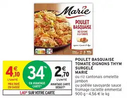 Intermarché Poulet basquaise tomate oignons thym surgelé marie offre