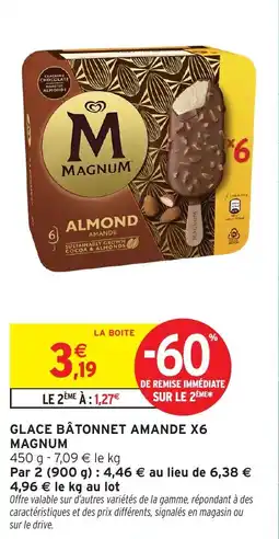 Intermarché Glace bâtonnet amande x6 magnum offre