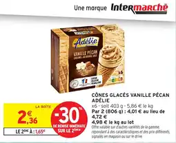 Intermarché Cônes glacés vanille pécan adélie offre