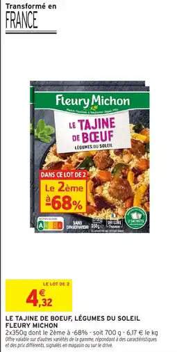 Intermarché Le tajine de boeuf, légumes du soleil fleury michon offre