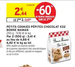 Intermarché Petits cookies pépites chocolat x22 bonne maman offre