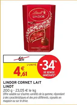 Intermarché Lindor cornet lait lindt offre